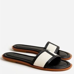 J Crew Slide sandals in canvas and leather BH411